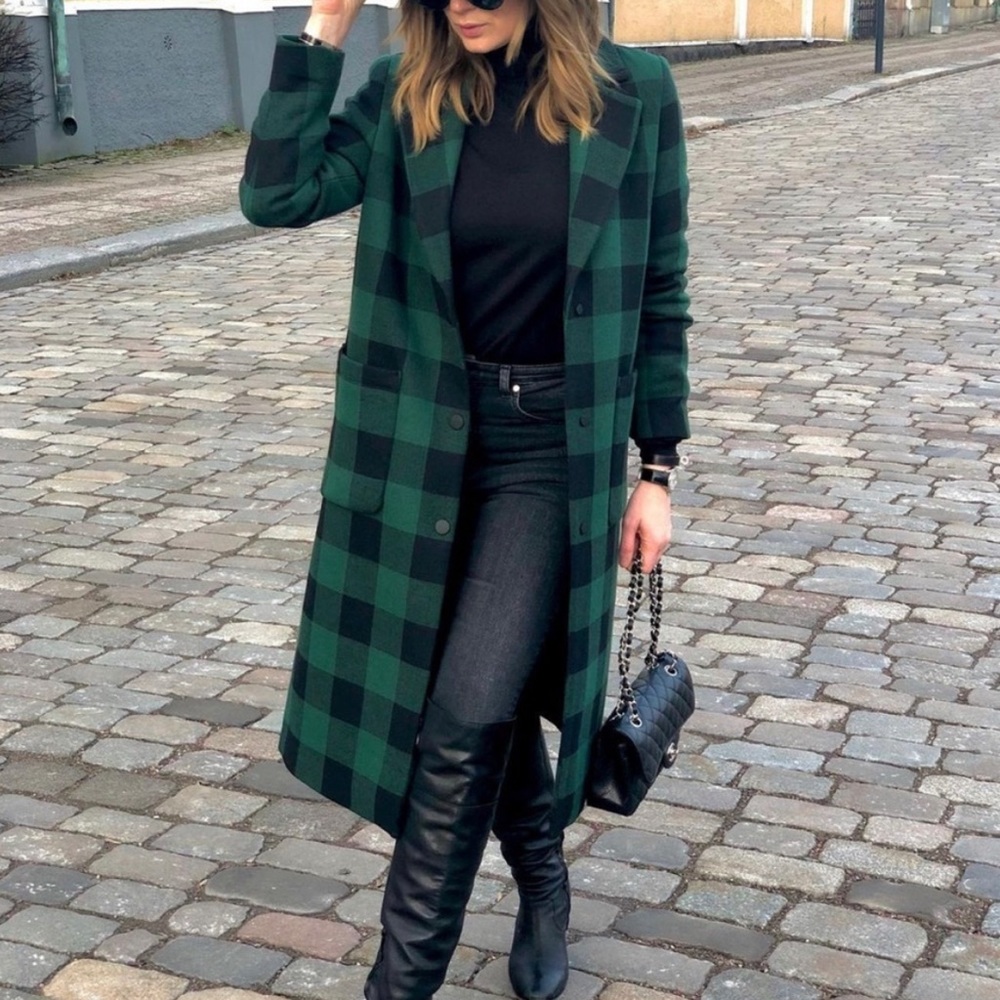 Mango Buffalo Check Coat - Forest Green Size 2-4